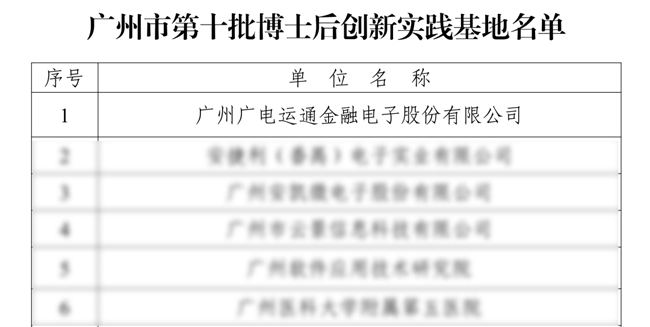 喜报！广电运通获批广州市博士后创新实践基地！